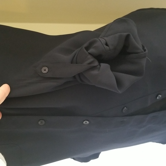 Talbots navy crepe button up blouse - Picture 4 of 10